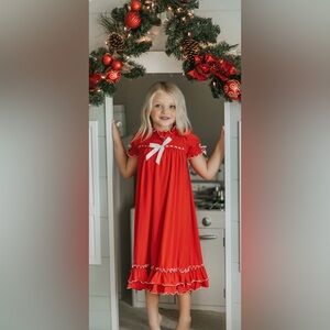 Only Little Once Red Clara Long Nightgown Size 12